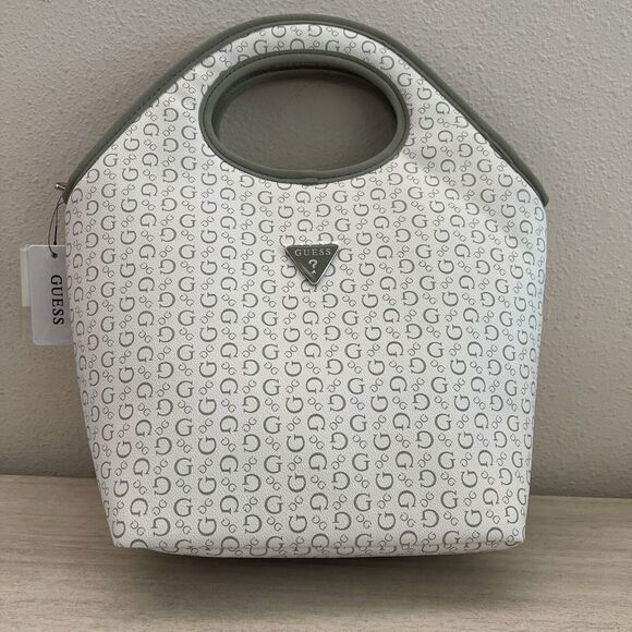 GUESS Lunch Tote BAG Sage/White Junction Travel PU Leather - Picture 2 of 9